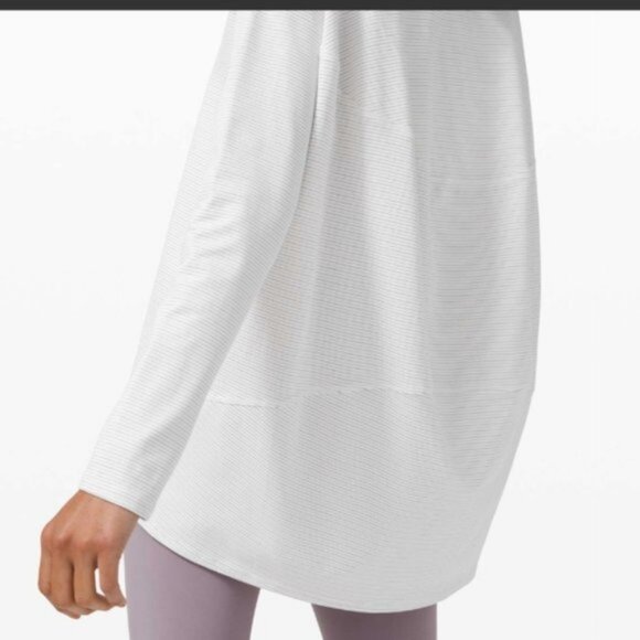 Lululemon Back in Action Long Sleeve Shirt *Shine Shine Stripe White Gold - Picture 5 of 10